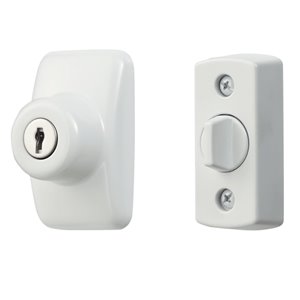 Pêne dormant à clé pour porte-moustiquaire Ideal Security, 2,76 po, blanc