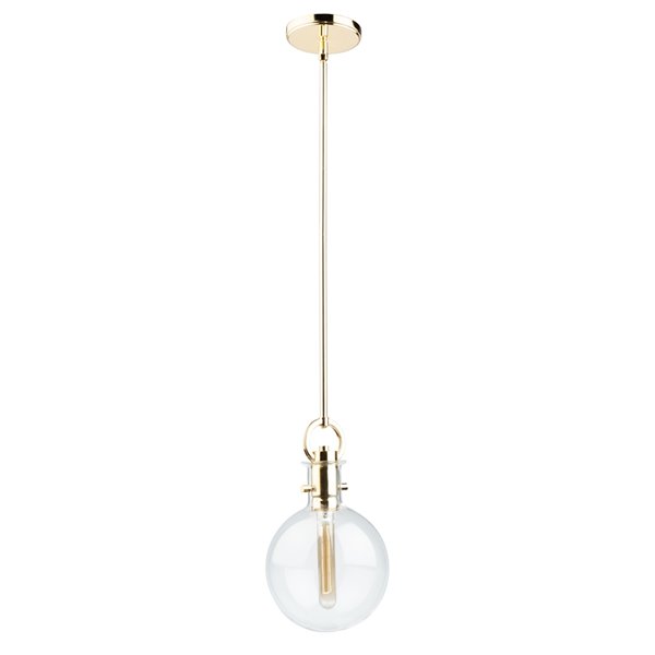 Artcraft Lighting Single Round Glass Pendant - Polished Brass