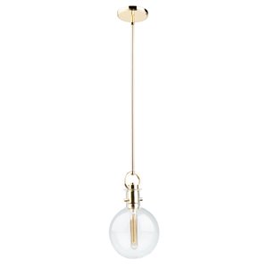 Artcraft Lighting Single Round Glass Pendant - Polished Brass