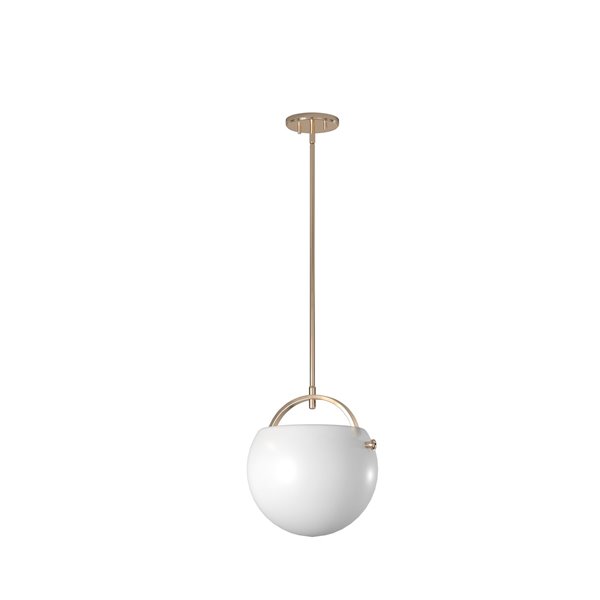 Artcraft Lighting Single Opal Glass Pendant - Polished Brass