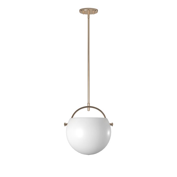 Artcraft Lighting Single Opal Glass Pendant - Polished Brass