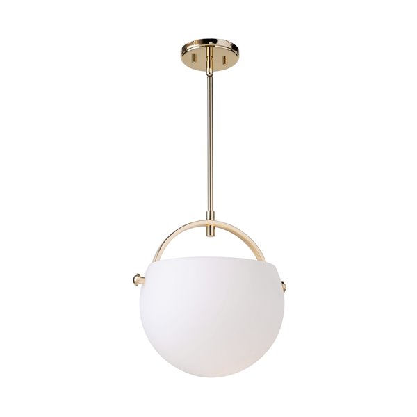 Artcraft Lighting Single Opal Glass Pendant - Polished Brass