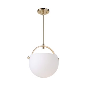 Artcraft Lighting Single Opal Glass Pendant - Polished Brass