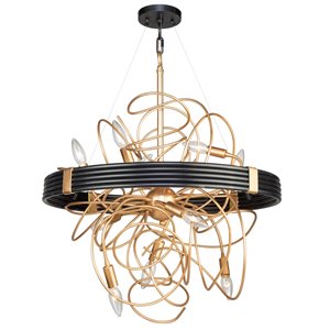 Lustre à 10 lampes Galaxy de Artcraft Lighting, noir/laiton
