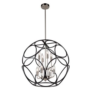 Lustre à 8 lampes et 2 paliers Sorrento de Artcraft Lighting, noir mat