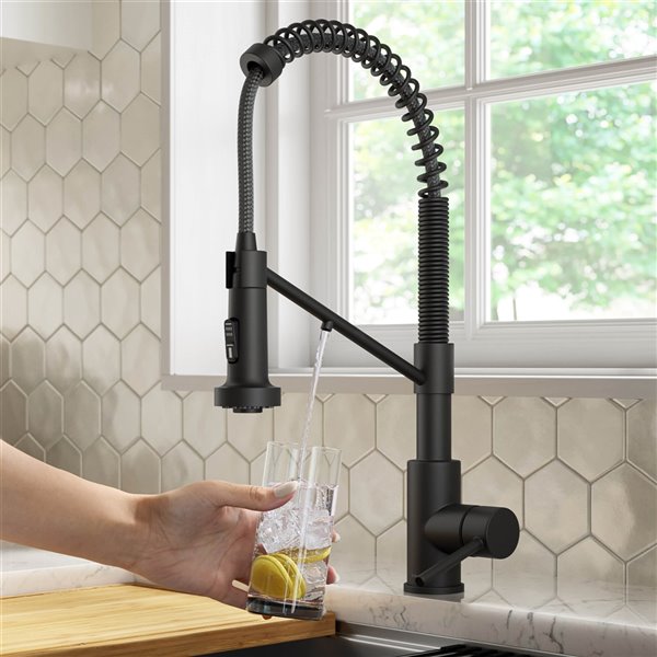 Kraus Pull-Down Single Handle Kitchen Filter Faucet in Matte Black