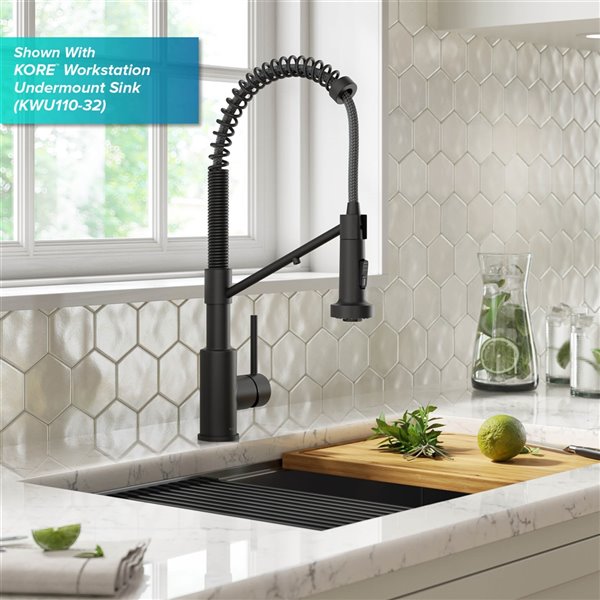 Kraus Pull-Down Single Handle Kitchen Filter Faucet in Matte Black