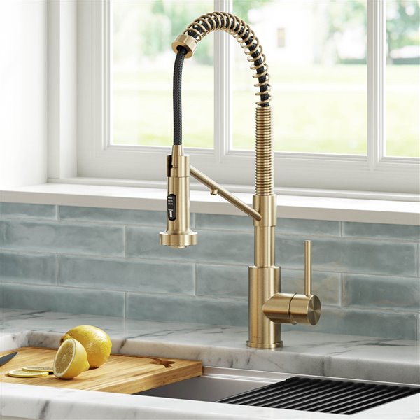 Kraus Pull-Down Single Handle Kitchen Filter Faucet in Antique Champagne Bronze