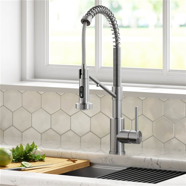 Kraus Pull-Down Single Handle Kitchen Filter Faucet in Stainless Steel