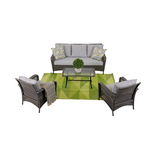 Mobilier de conversation pour l'extérieur Durham de Think Patio, gris/gris pâle, 4 pièces