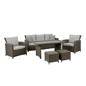 Think Patio Greymont Patio Conversation Set - Grey Frame with Light Grey Cushions - 6-Piece