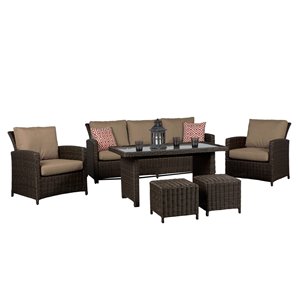 Mobilier de conversation pour l'extérieur Beaumont de Think Patio, brun foncé/beige, 6 pièces