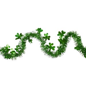 Northlight Tinsel Irish Shamrock St. Patrick's Day Garland - 25 ft. - Green