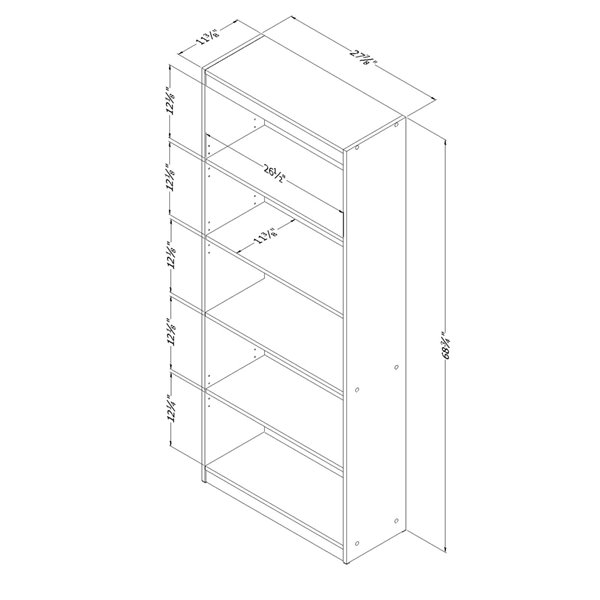 South S Axess 5 Shelf Bookcase, Shelf Bookcase Dimensions