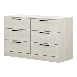 Commode double à 6 tiroirs Step One Essential de South Shore Furniture, chêne hivernal