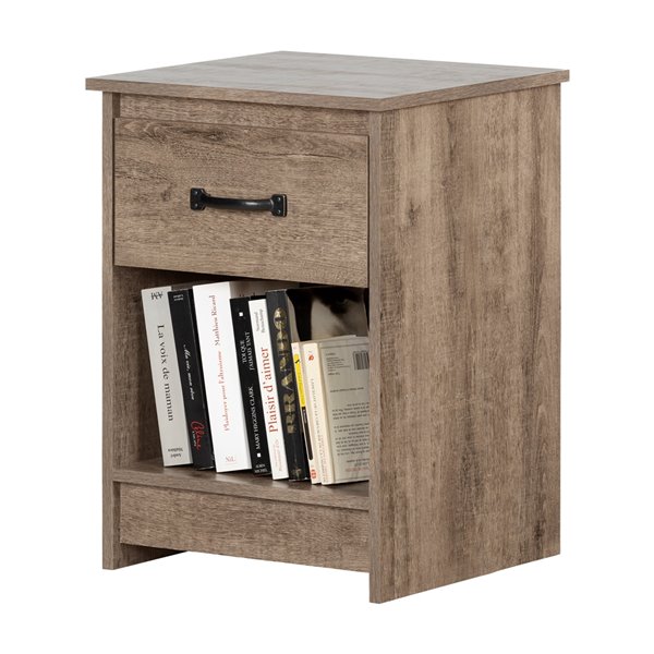 South Shore Furniture Tassio 1-Drawer Nightstand - Weathered Oak