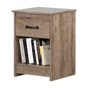 South Shore Furniture Tassio 1-Drawer Nightstand - Weathered Oak