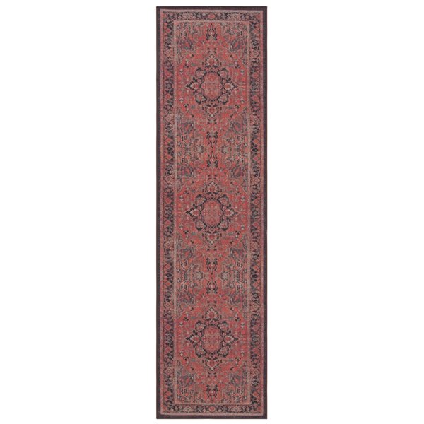 Tapis de passage rectangulaire Journey de Safavieh, fait à la machine, 2 pi x 9 pi, bleu marine et rouge