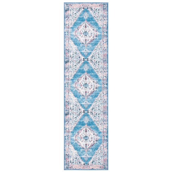 Tapis de passage rectangulaire Journey de Safavieh, fait à la machine, 2 pi x 9 pi, ivoire et bleu