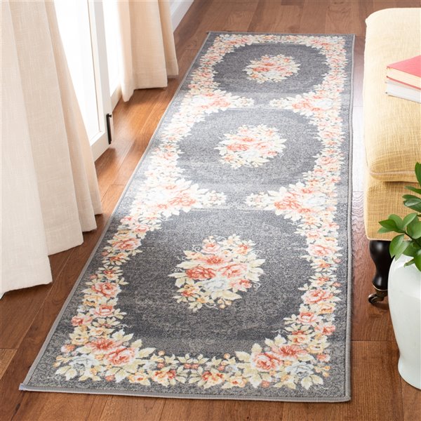 Tapis de passage rectangulaire Journey de Safavieh, fait à la machine, 2 pi x 9 pi, gris et rose