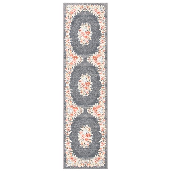 Tapis de passage rectangulaire Journey de Safavieh, fait à la machine, 2 pi x 9 pi, gris et rose