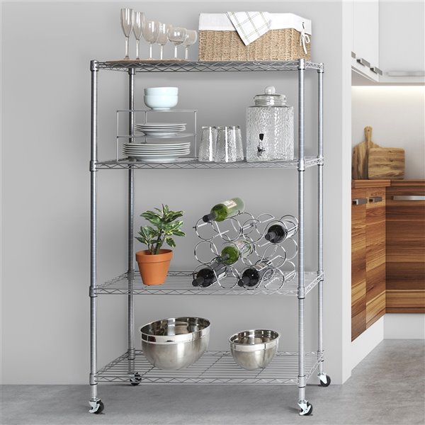 Vancouver Classics 4-Tier Shelving - 36-in x 14-in x 56.5-in - Silver Steel