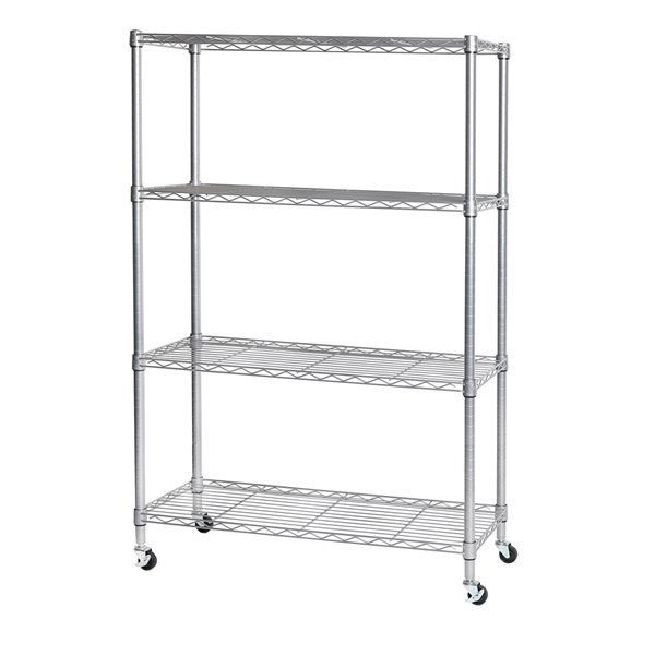 Système de rangement à 4 niveaux Vancouver Classics 36 po x 14 po x 56,5 po acier argenté