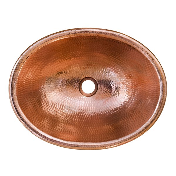 Premier Copper Products Oval Drop-In/Undermount Bathroom Sink - 17-in x 13-in - Polished Copper