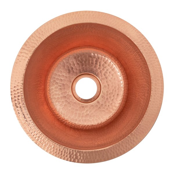 Premier Copper Products Round Drop-In/Undermount Bar Sink - 12-in x 12-in - Polished Copper