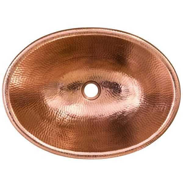 Premier Copper Products Oval Drop-In/Undermount Bathroom Sink - 19-in x 14-in - Polished Copper