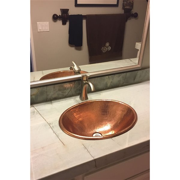 Premier Copper Products Oval Drop-In/Undermount Bathroom Sink - 19-in x 14-in - Polished Copper