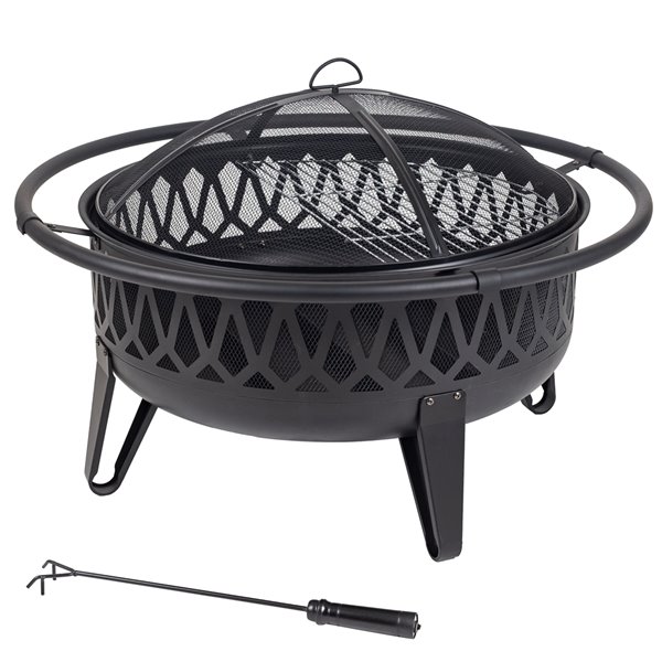 Pleasant Hearth Harmony Deep Bowl Fire, Hampton Bay Crossfire 29 50 In Steel Fire Pit With Cooking Grate
