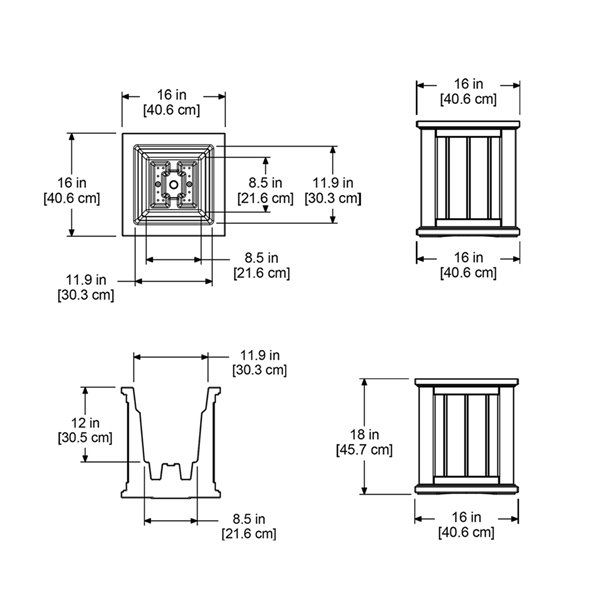 Mayne Cape Cod Patio Planter - Rectangle - Resin - 18-in - Graphite Grey
