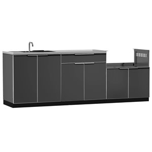 NewAge Products Modular Outdoor Kitchen with 4-Season Cover - 3-Drawer - 104-in x 36.5-in - Slate Grey - 4-Piece