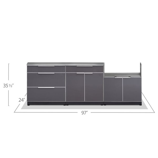 Cuisine extérieure modulaire NewAge Products avec comptoir, 97 po x 36,5 po, gris ardoise, 4 pièces