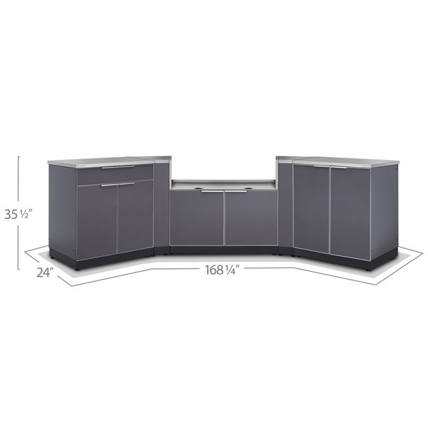 NewAge Products Modular Outdoor Kitchen with countertop - 129.75-in x 36.5-in - Slate Grey - 3-Piece