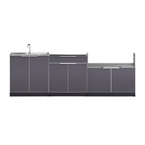 NewAge Products Modular Outdoor Kitchen - 104-in x 36.5-in - Slate Grey - 3-Piece