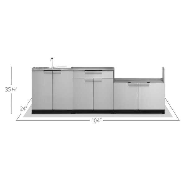 NewAge Products Modular Outdoor Kitchen with 4-Season Cover - 104-in x 36.5-in - Stainless Steel - 4-Piece