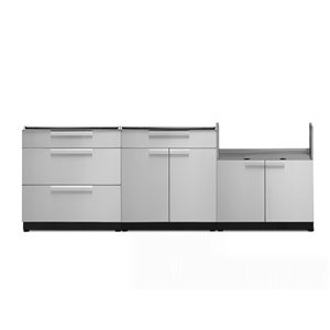 NewAge Products Modular Outdoor Kitchen - 86.88-in x 36.5-in - Stainless Steel - 3-Piece