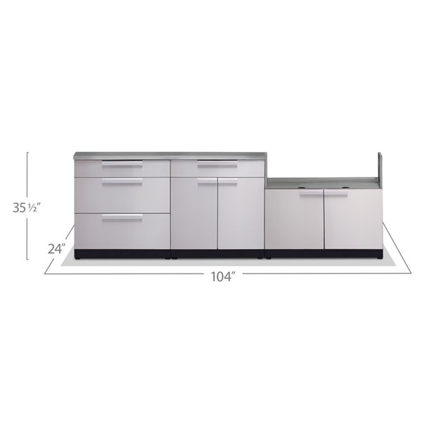 NewAge Products Modular Outdoor Kitchen with countertop - 184.75-in x 36.5-in - Stainless Steel - 4-Piece