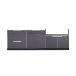 NewAge Products Modular Outdoor Kitchen with 3 Drawers - 104-in x 36.5-in - Slate Grey - 3-Piece