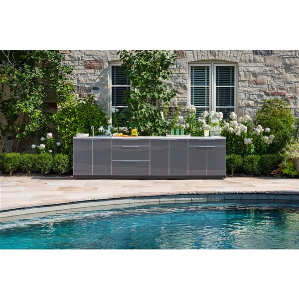 NewAge Products Modular Outdoor Kitchen - 129.75-in x 36.5-in - Slate Grey - 4-Piece