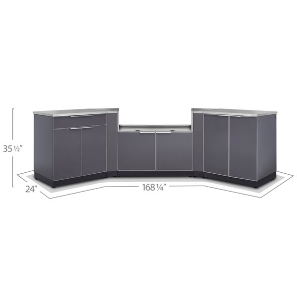 NewAge Products Modular Outdoor Kitchen - 129.75-in x 36.5-in - Slate Grey - 4-Piece