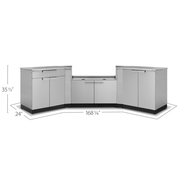 NewAge Products Modular Outdoor Kitchen with 4-Season Cover - 129.75-in x 36.5-in - Stainless Steel - 3-Piece