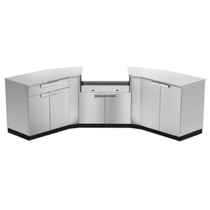 NewAge Products Modular Outdoor Kitchen with 4-Season Cover - 129.75-in x 36.5-in - Stainless Steel - 3-Piece