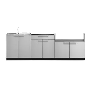 NewAge Products Modular Outdoor Kitchen - 104-in x 36.5-in - Stainless Steel - 3-Piece
