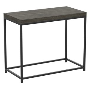 Table d'appoint rectangulaire moderne contemporaine, bois et armature en métal, gris foncé/noir