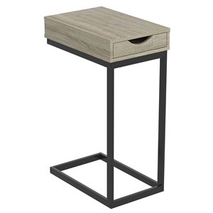 Safdie & Co. Modern Contemporary Wood Top Metal Frame Rectangular C table - 1-Drawer - Dark Taupe/Black