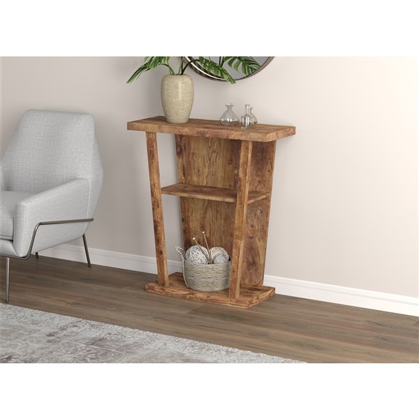 Safdie & Co. Reclaimed Wood Modern Contemporary Console Table 2Shelf