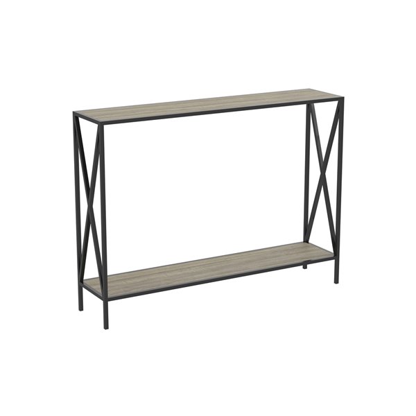 Safdie & Co. Wood Top Metal Frame Modern Contemporary Console Table - 1-Bottom Shelf - Dark Taupe/Black